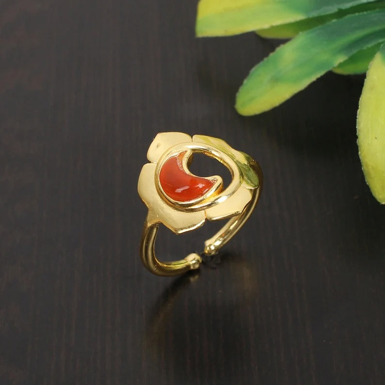 92.5 Sterling Silver Carnelian Gemstone Ring