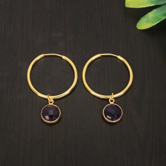 92.5 Sterling Silver Amethyst Gemstone Earrings