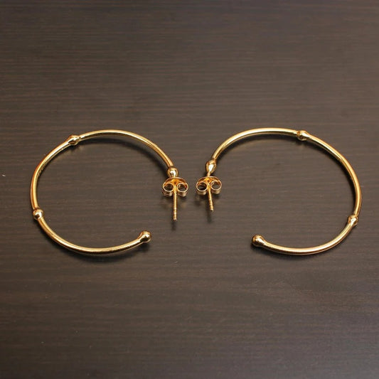 1 Micron Gold Plating 92.5 Sterling Silver Plain Hoop Earrings