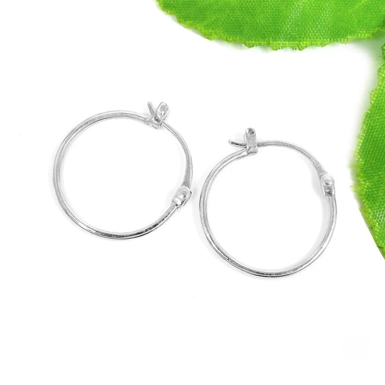 92.5 Sterling Silver Large Hoop Earrings