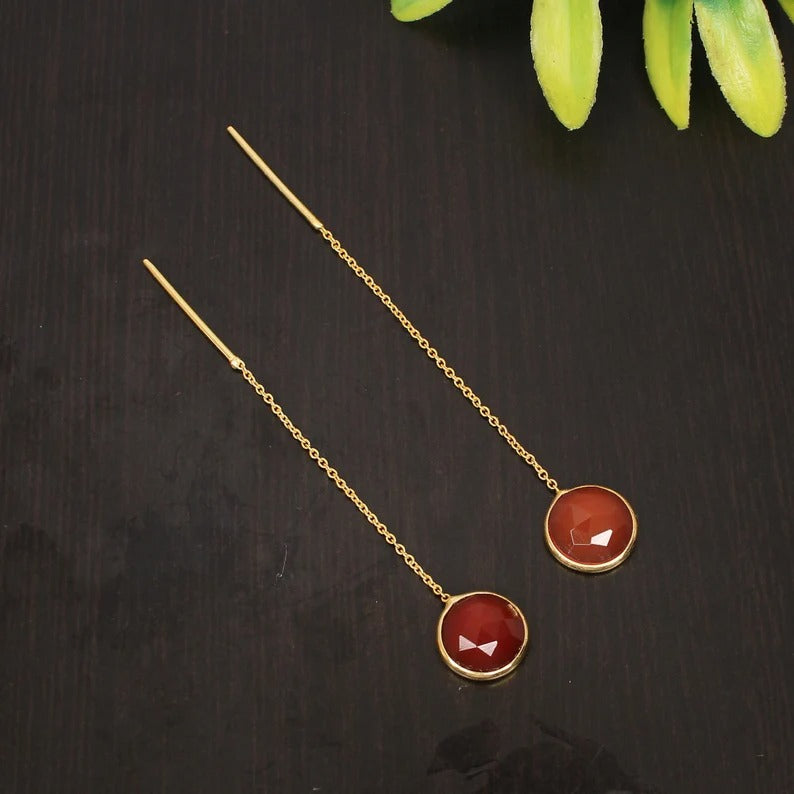 92.5 Sterling Silver Carnelian Gemstone Earrings