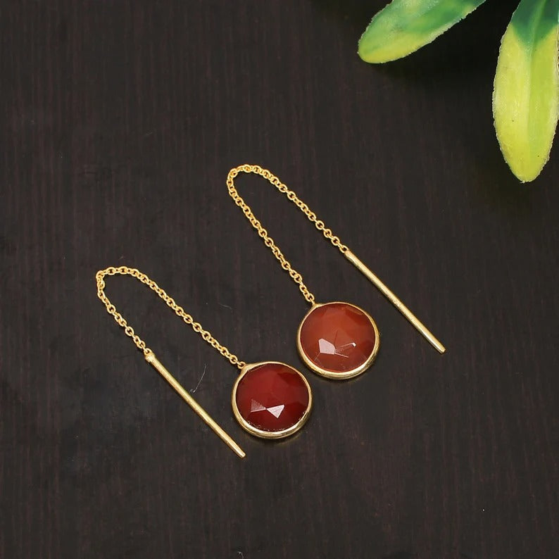 92.5 Sterling Silver Carnelian Gemstone Earrings