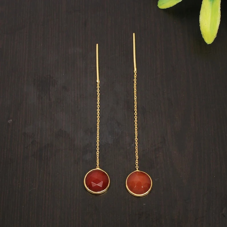 92.5 Sterling Silver Carnelian Gemstone Earrings