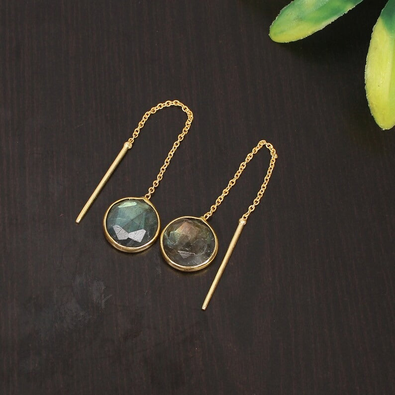 92.5 Sterling Silver Labradorite Gemstone Earrings