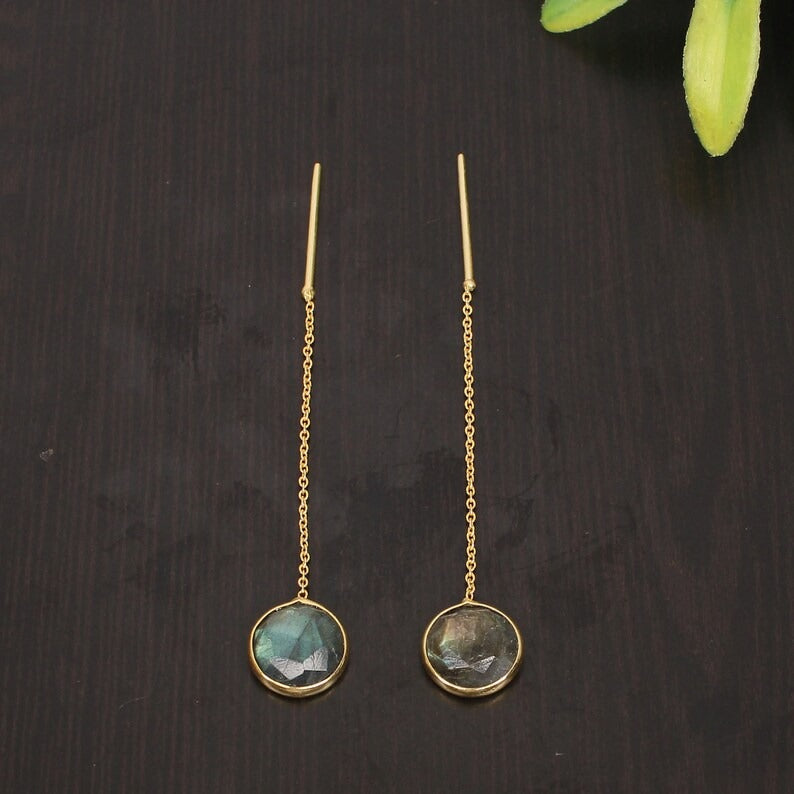 92.5 Sterling Silver Labradorite Gemstone Earrings