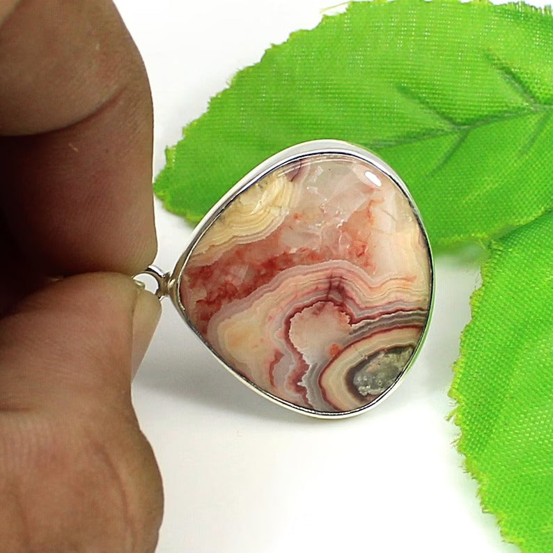 Crazy lace Agate Gemstone Sterling Silver Pendant