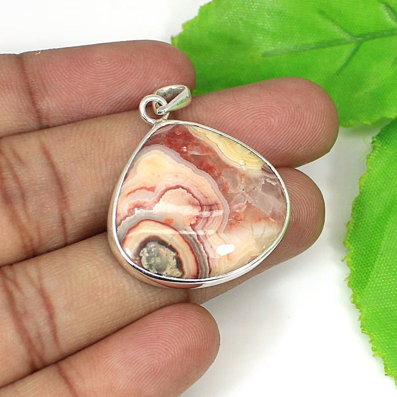 Crazy lace Agate Gemstone Sterling Silver Pendant