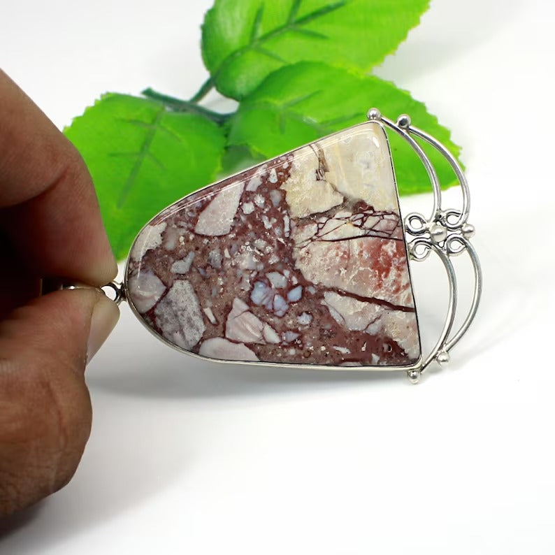 Rosetta Jasper Gemstone Sterling Silver Pendant