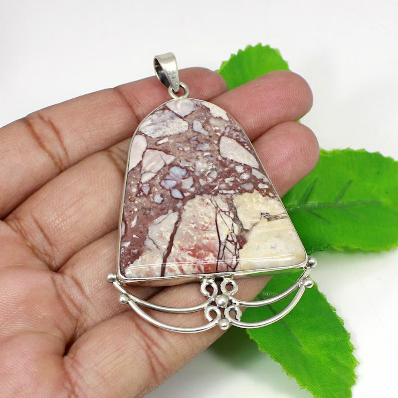 Rosetta Jasper Gemstone Sterling Silver Pendant