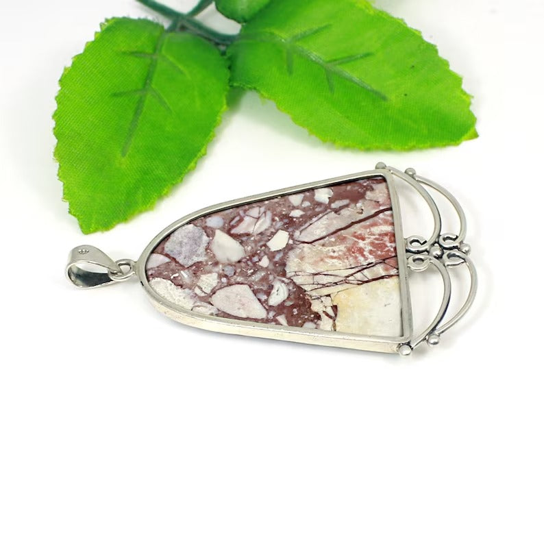 Rosetta Jasper Gemstone Sterling Silver Pendant