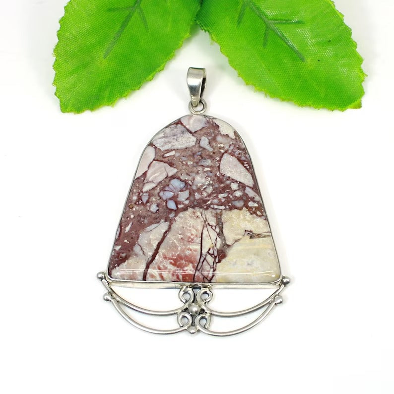 Rosetta Jasper Gemstone Sterling Silver Pendant