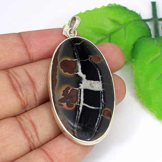 Septarian Jasper Gemstone 92.5 Sterling Silver Pendant