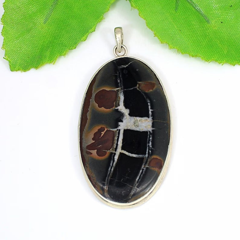 Septarian Jasper Gemstone 92.5 Sterling Silver Pendant