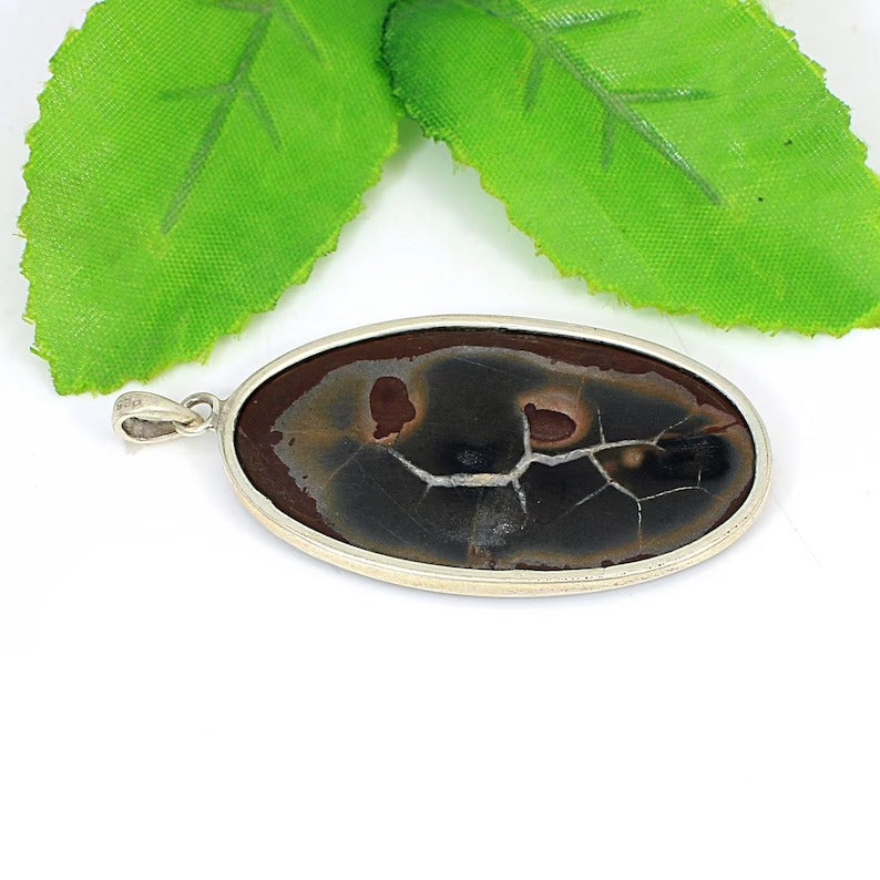 Septarian Jasper Gemstone 92.5 Sterling Silver Pendant