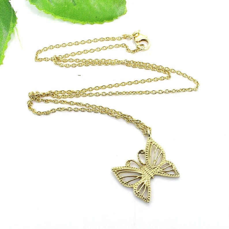 92.5 Sterling Silver Butterfly Necklace