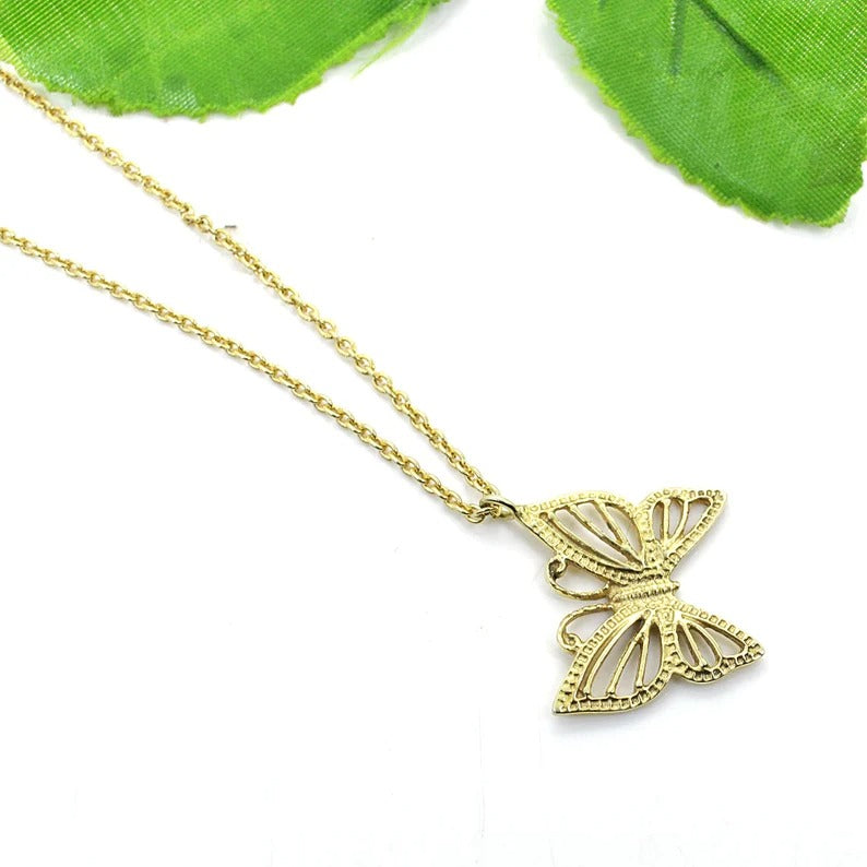 92.5 Sterling Silver Butterfly Necklace