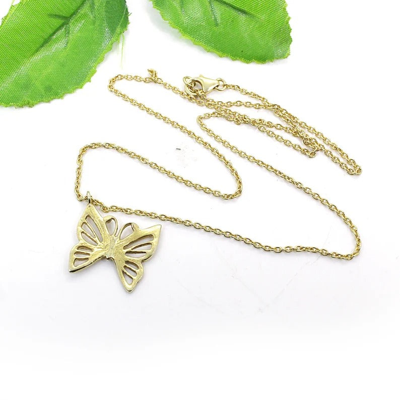 92.5 Sterling Silver Butterfly Necklace