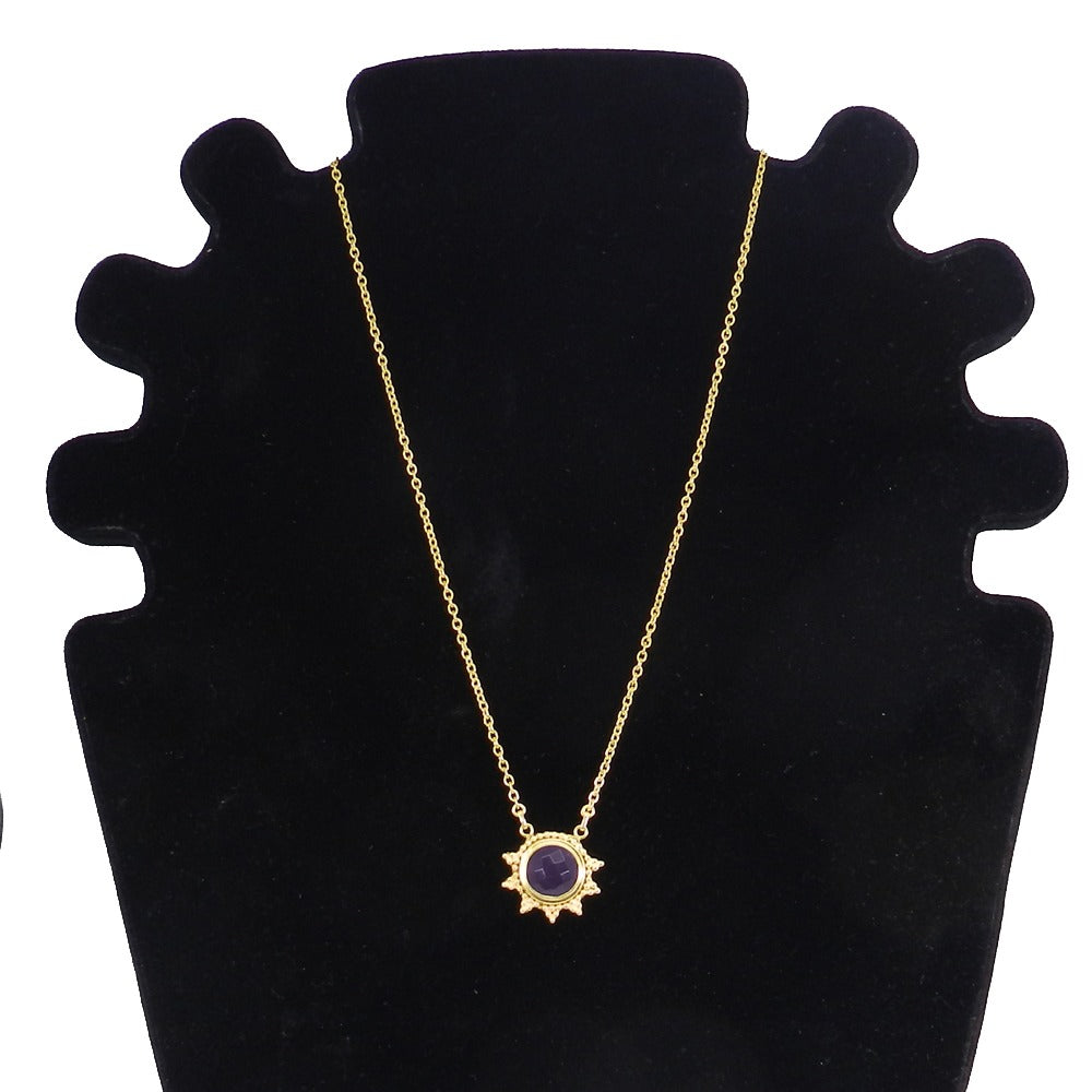 Natural Amethyst 19 Inch 18K Gold Plated Designer Chain Necklace