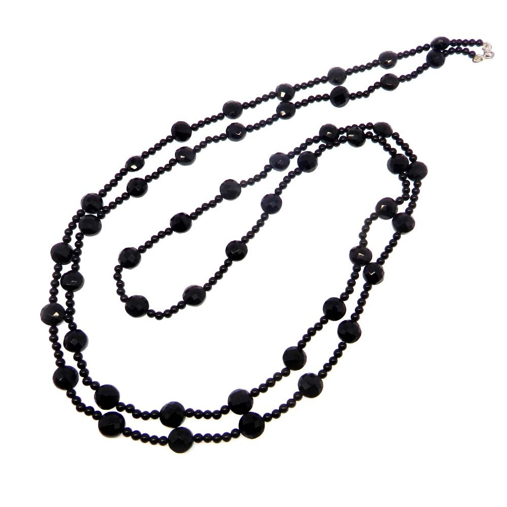 Black Onyx Round Briolette 46 inch Beads Necklace