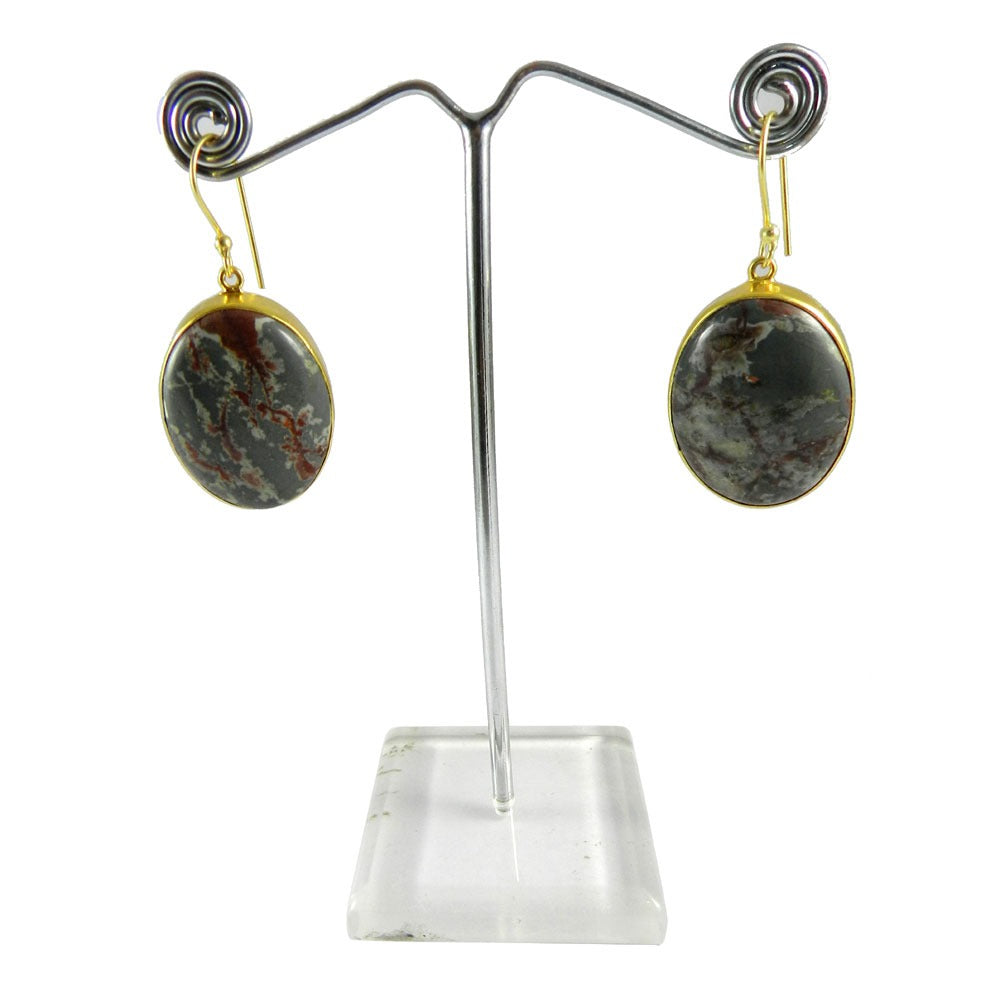 Porcelain jasper 18k Gold Plated Bezel Earring