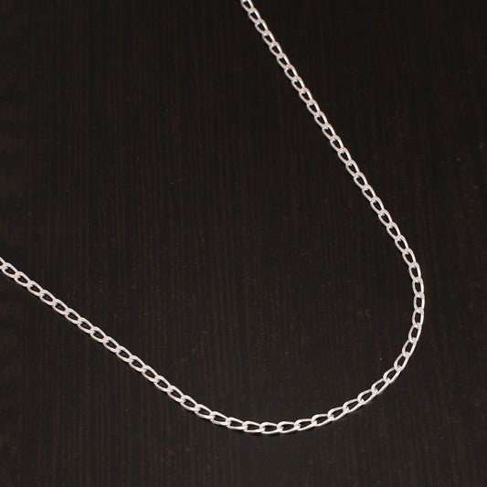 925 Sterling Silver 18 Inches Unisex Italian Curb Chain