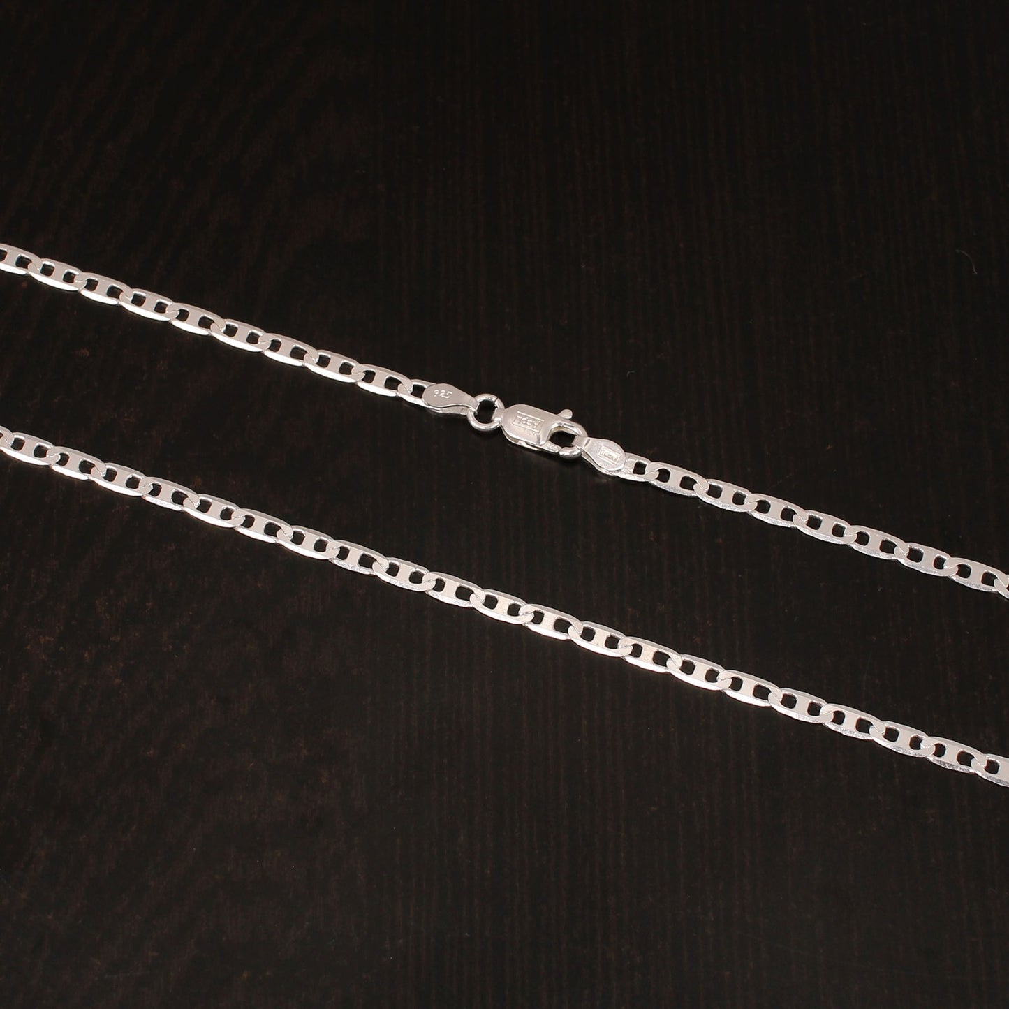 925 Solid Silver 18 Inches Designer Flat Anchor Chain