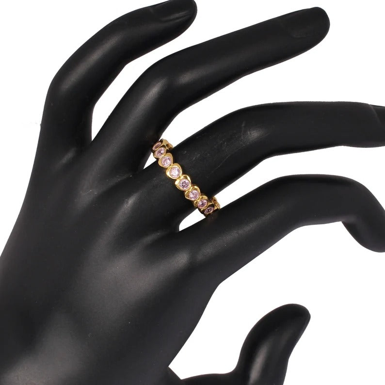 Pink Sapphire Hydro Eternity Band 92.5 Solid Silver Ring