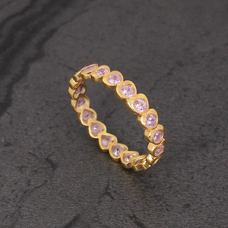 Pink Sapphire Hydro Eternity Band 92.5 Solid Silver Ring