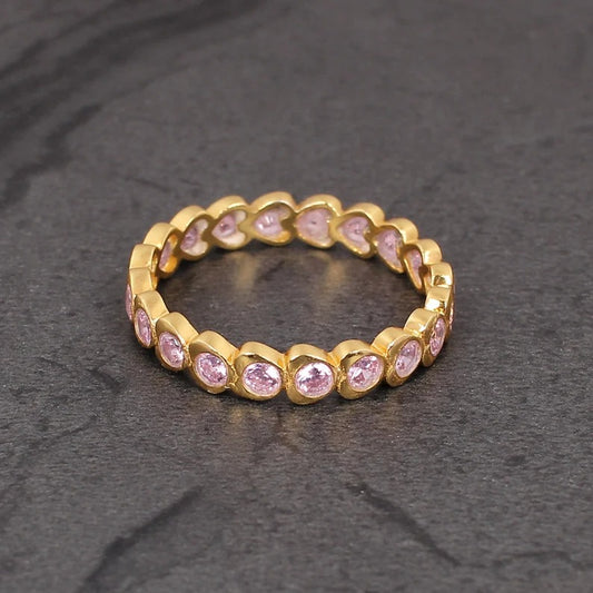 Pink Sapphire Hydro Eternity Band 92.5 Solid Silver Ring