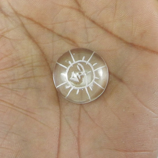 Crystal Carving Surya Yantra 22mm Round Cabochon 36.8 Cts