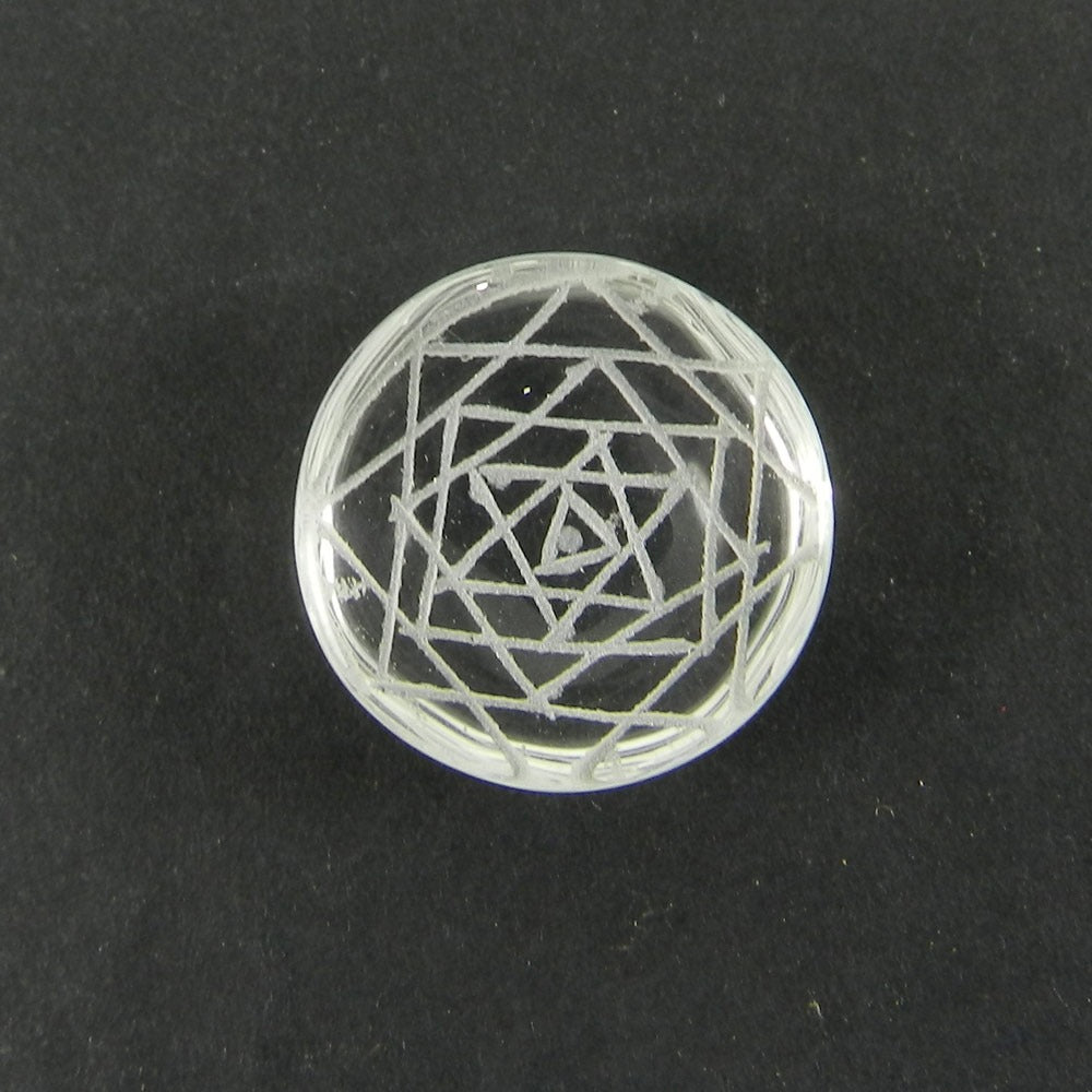 Crystal Carving Shree Yantra 17mm Round Cabochon 12.9 Cts