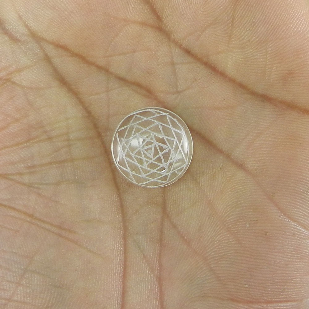 Crystal Carving Shree Yantra 17mm Round Cabochon 12.9 Cts