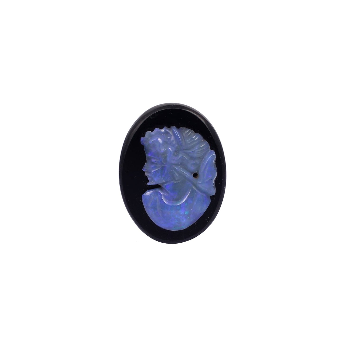 Natural Japanese Opal Cameo On 25x20mm Black Onyx 9.20 Cts Gemstone