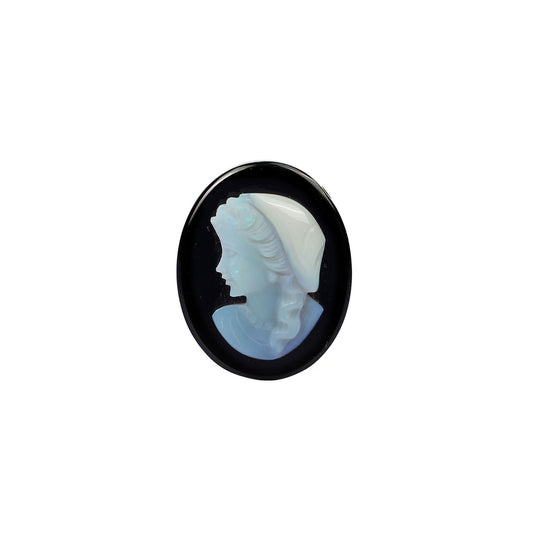 Natural Japanese Opal Cameo On 25x20mm Black Onyx 16.30 Cts Gemstone