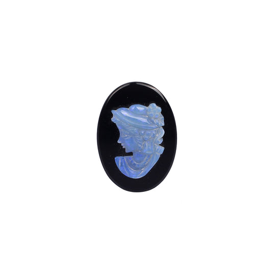 Natural Japanese Opal Cameo On 25x18mm Black Onyx 13.45 Cts Gemstone