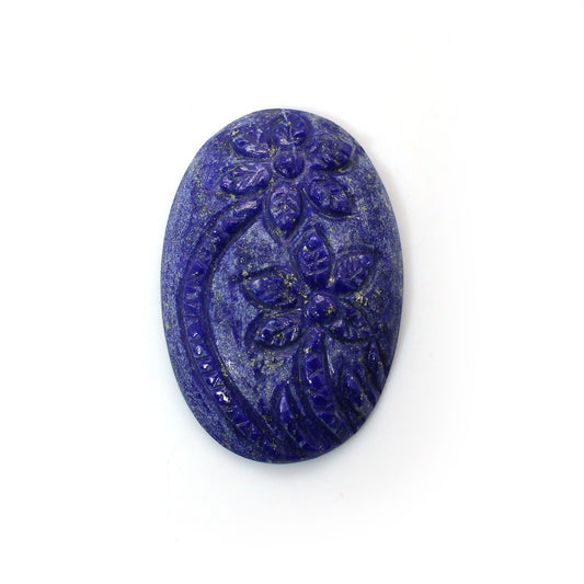 Carved Natural Lapis Lazuli Flower 30x20mm Oval 29.20 Cts