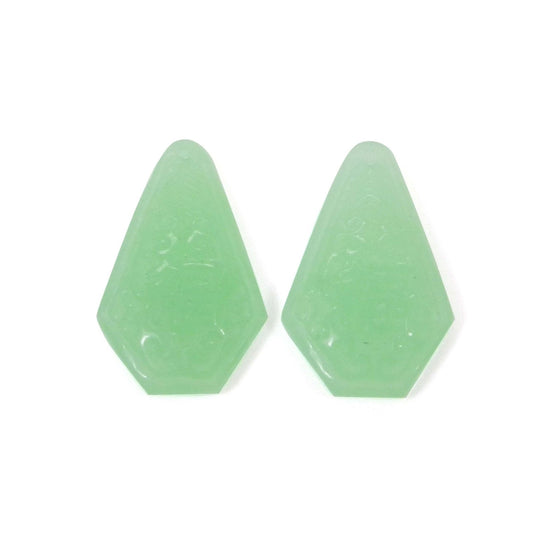 1 Pair Green Jade Carving 24x14mm Fancy 18.90 Cts