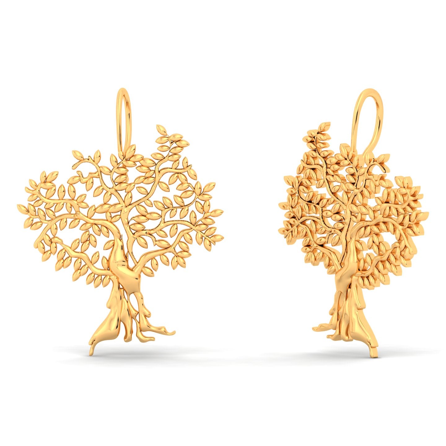 Aged Tree Gold Plated Dangle Earring