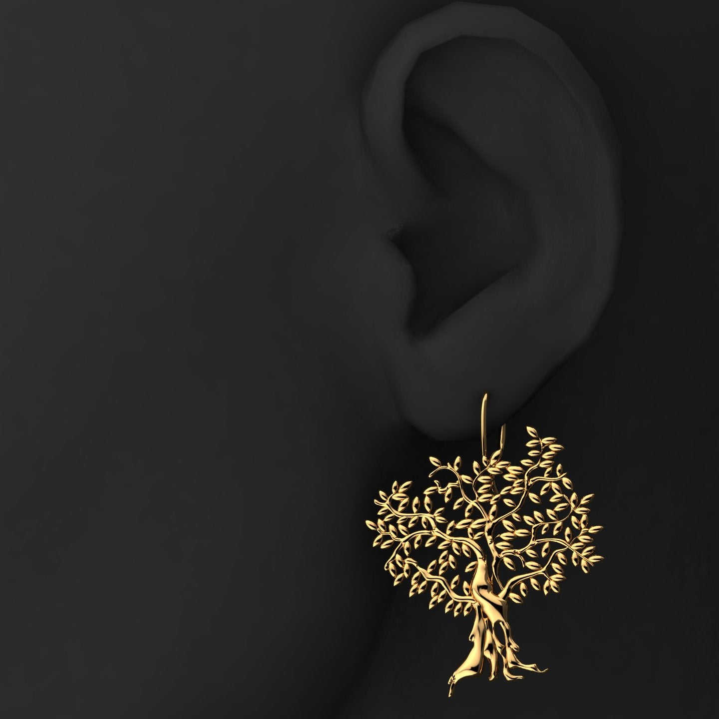 Aged Tree Gold Plated Dangle Earring