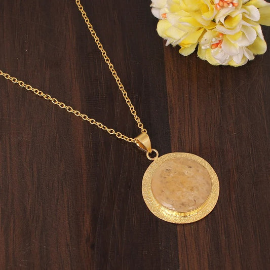 Natural Yellow Aventurine Gemstone Gold PLated Brass Necklace