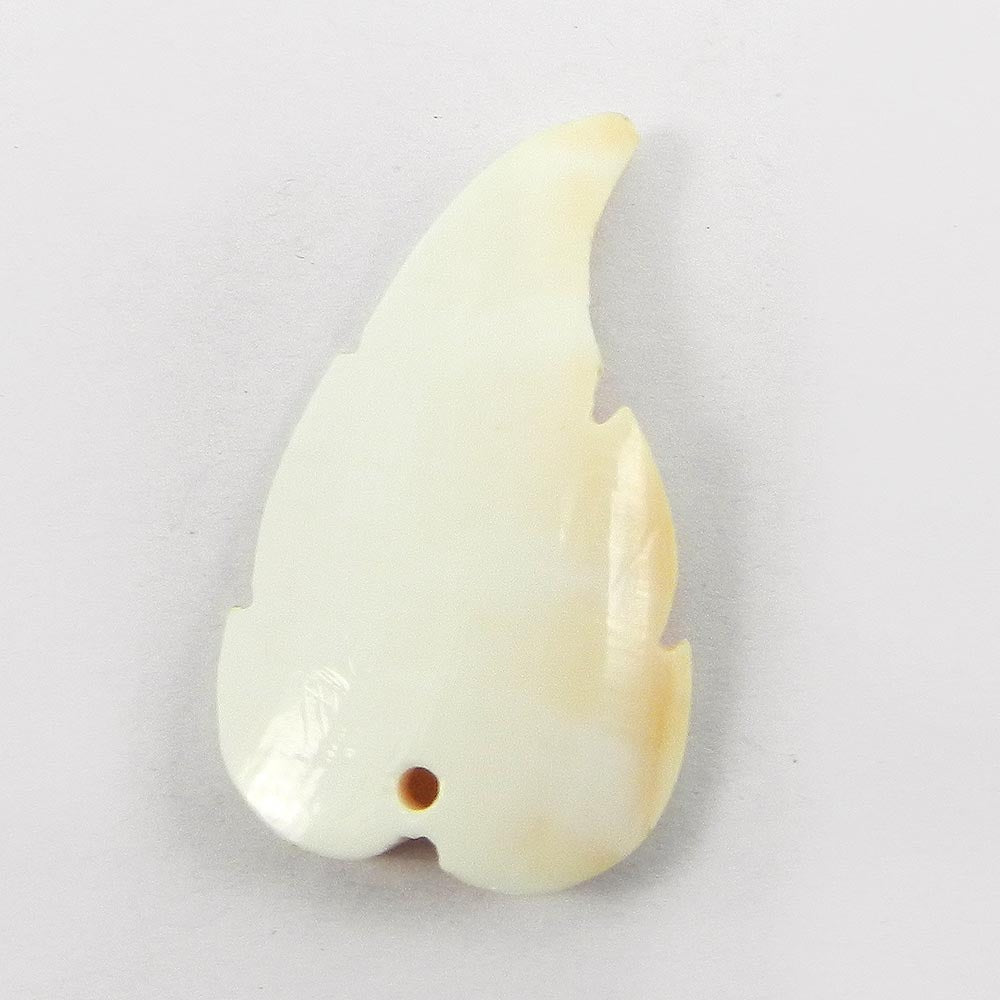 Mother of Pearl 32x19mm Designer Leaf Carving 12.4 Cts