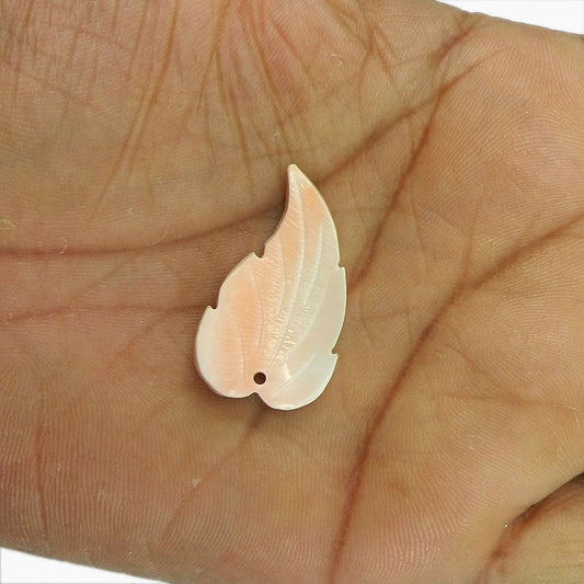 Mother of Pearl 32x19mm Designer Leaf Carving 12.4 Cts