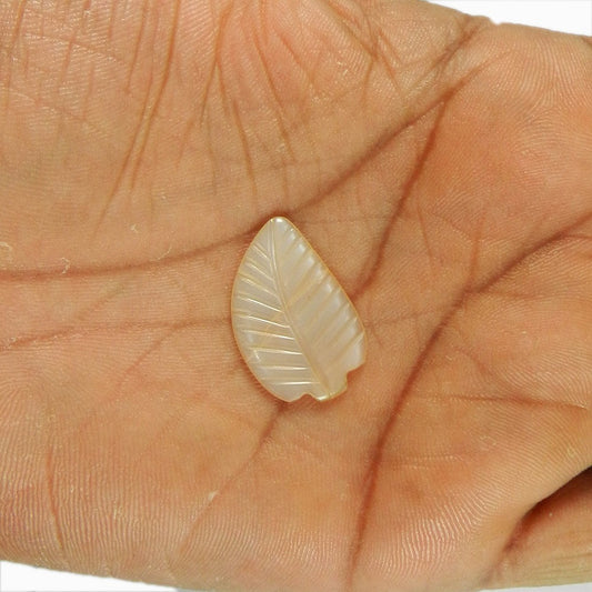 Peach Moonstone 25x16mm Designer Leaf Carving 7.3 Cts