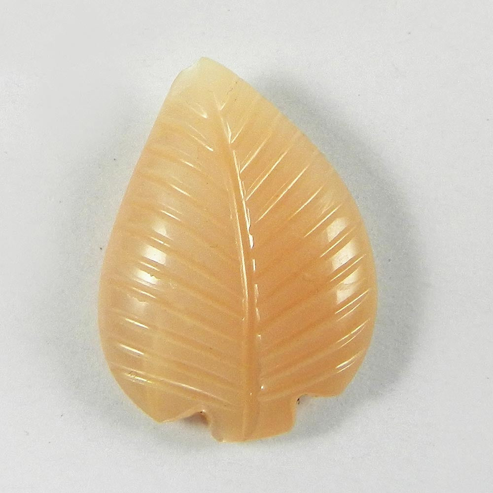 Peach Moonstone 29x21mm Designer Leaf Carving 27.7 Cts