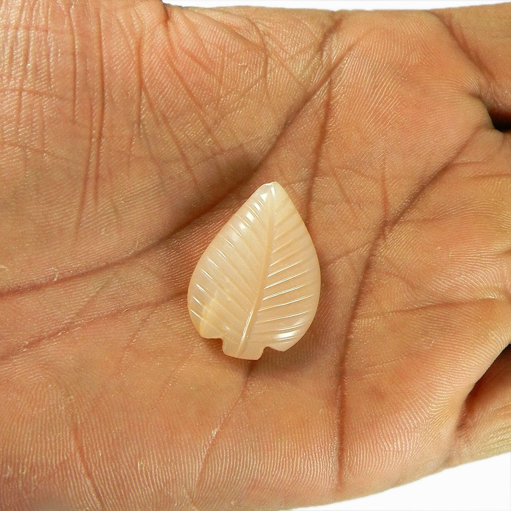 Peach Moonstone 29x21mm Designer Leaf Carving 27.7 Cts