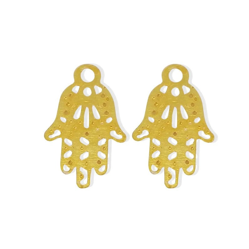 Hamsa hand raw brass gold plated hand of fatima