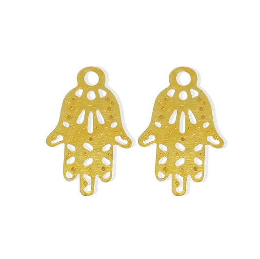 Hamsa hand raw brass gold plated hand of fatima