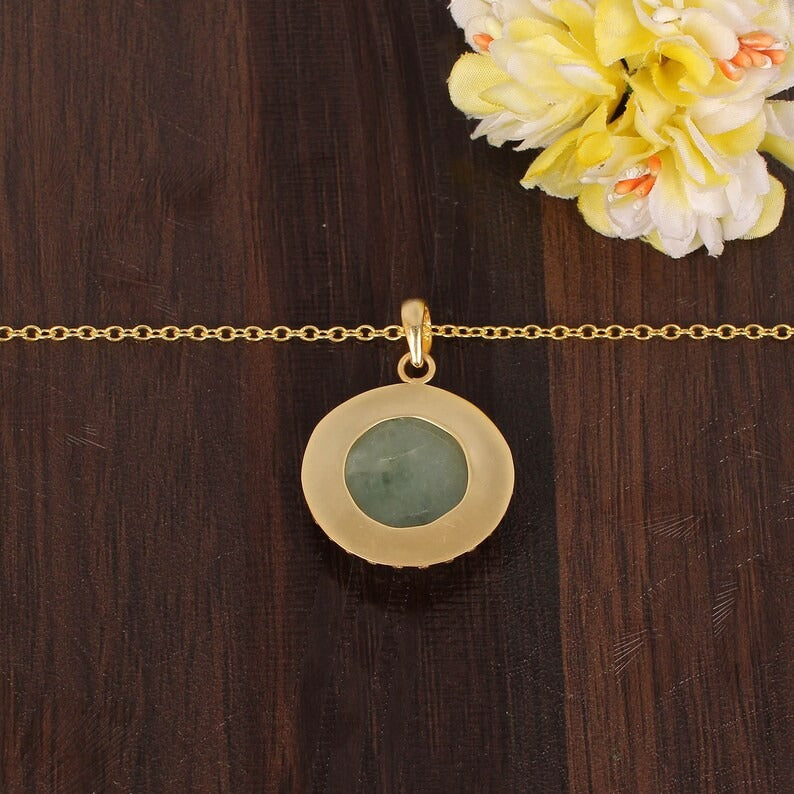 Natural Aquamarine Gemstone Gold Plated Brass Necklace