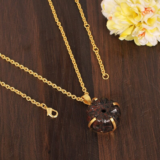 Natural Mahogany Obsidian Gemstone Gold Plated Brass Necklace