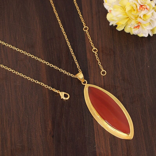 Red Onyx Gemstone Gold Plated Necklace